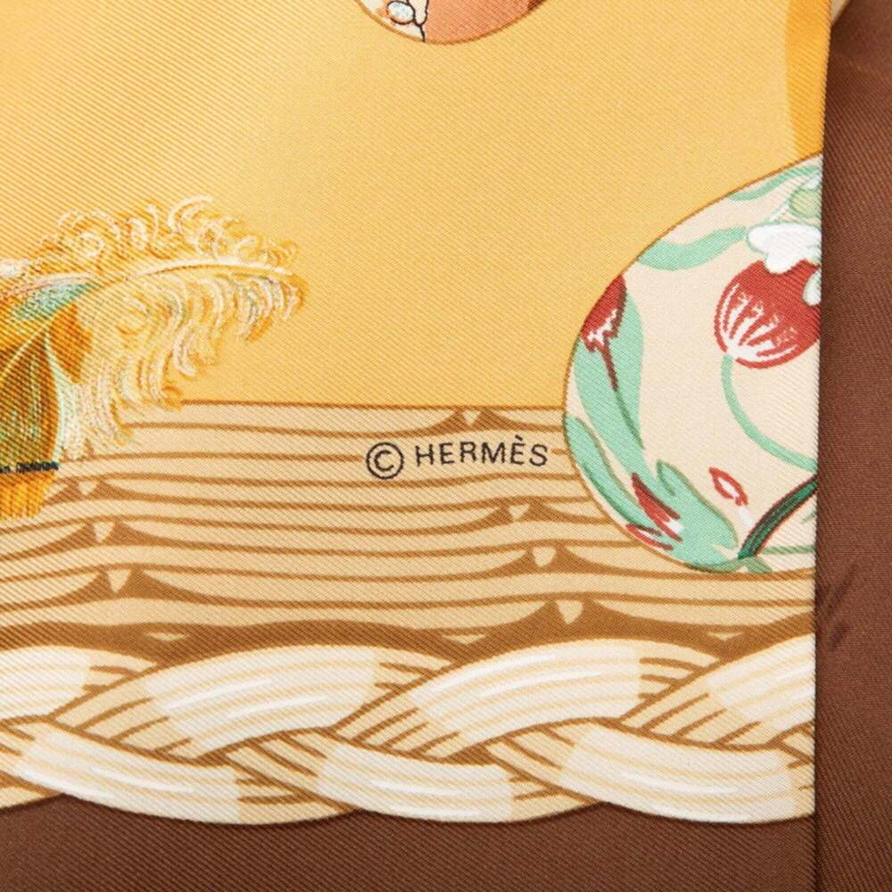 HERMES Brown Silk Scarf - Picture 7 of 9